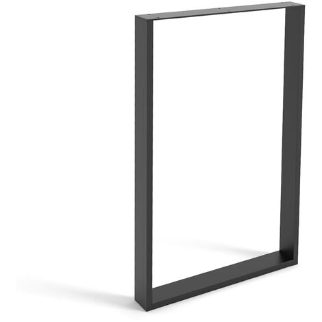 REI Pata de Metal Cuadrada para Muebles - Estilo Industrial -- Instalación por Atornillado - Medidas 580x80x872mm - 1 Unidad - 87,2 cm de Altura - Color Negro Poro