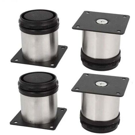 Pata de Mueble de Acero Inoxidable Ajustable 5x6 cm Plateado y Negro 4uds