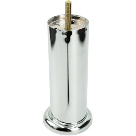Pata de mueble recta, cromo plata, altura 15 cm