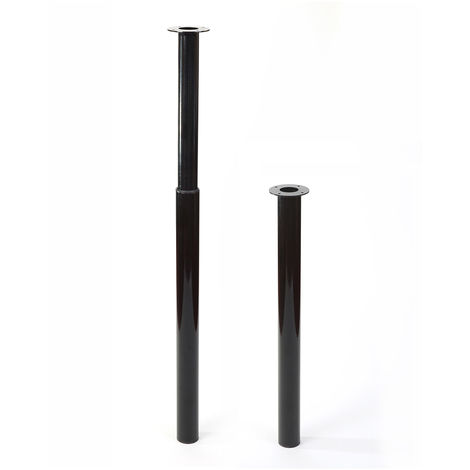 Pata extensible de acero cilíndrica con una altura de hasta 886 mm y acabada en negro. Dimensiones: 60x100x866 mm -