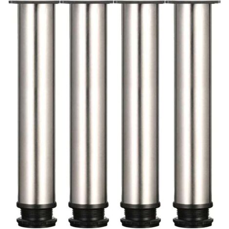Patas ajustables – altura 250 mm, patas de muebles gruesas, altura ajustable 0 – 15 mm, patas de mesa, patas de muebles, acero inoxidable cepillado – tornillos de acero inoxidable incluidos