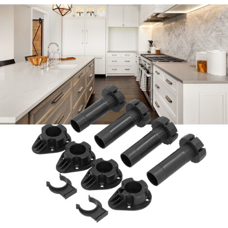 Patas ajustables de ABS para muebles: juego de 4 patas de soporte para armarios, roperos y muebles en color negro.