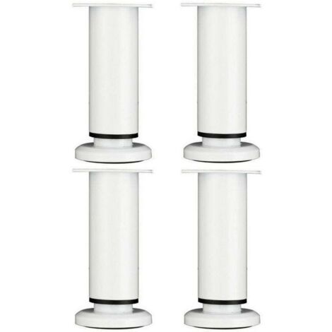 Patas ajustables para muebles, 18 cm, blancas, redondas, de metal, para sofá, armario o cama, con tornillos (paquete de 4)