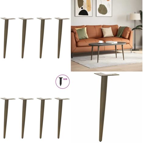 Patas cónicas para mesa de centro , 4 unidades, acero natural, 30-31 cm - Soporte para mesa - Patas para mesa