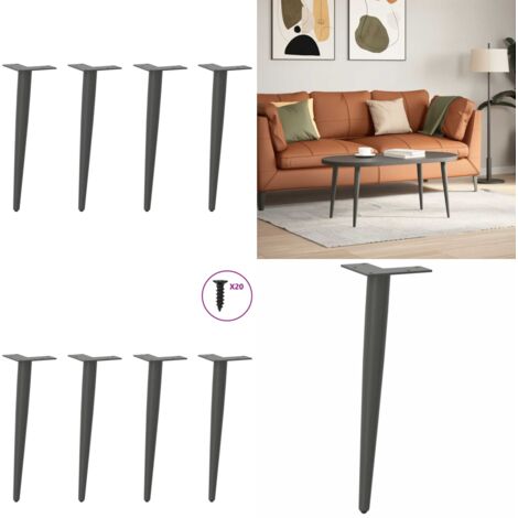 Patas cónicas para mesa de centro (4 unidades), antracita, 30-31 cm, acero - Soporte para mesa - Patas cónicas