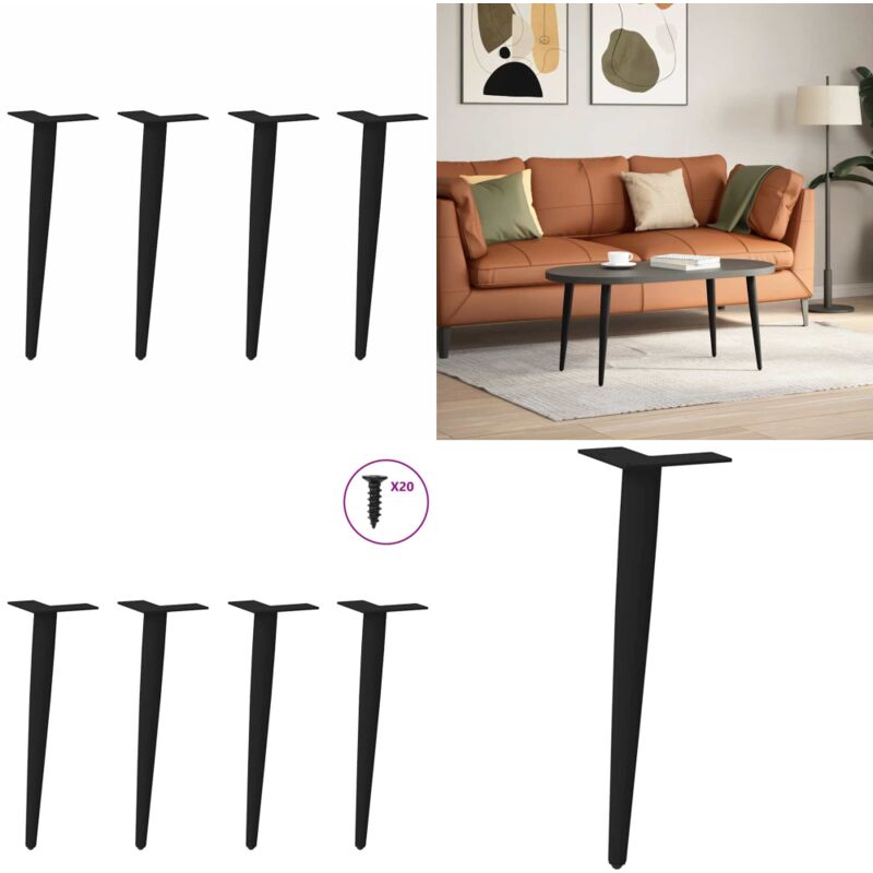 Patas cónicas para mesa de centro (4 unidades), color negro, 30-31 cm, acero - Patas cónicas - Soporte para mesa