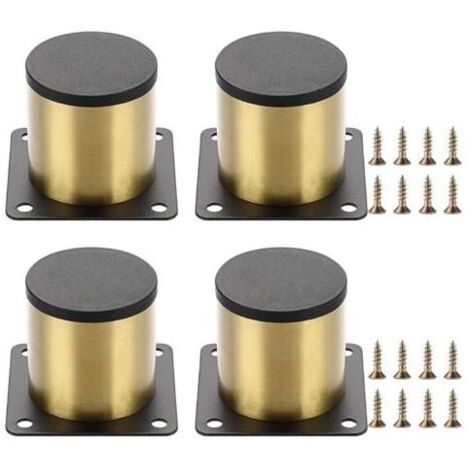Patas de acero inoxidable de 5 cm para muebles, sillas, mesas, armarios, escritorios, sofás, muebles, con tornillos, fáciles de montar, redondas (doradas)