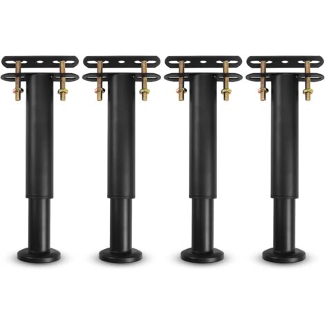 Patas de cama metálicas ajustables, resistentes, para listones de cama metálicos universales, armarios y sofás de 18 a 31 cm (negro), juego de 4