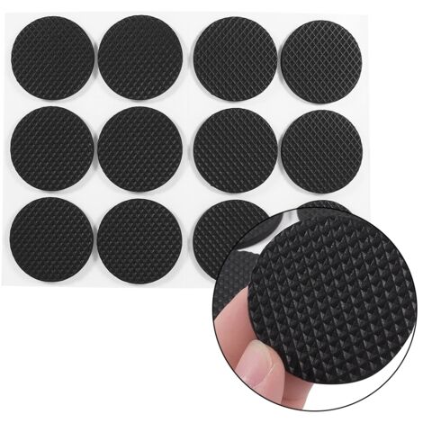 Patas de goma autoadhesivas – 12 unidades, negras – Para suelos, muebles, mesas y sillas.