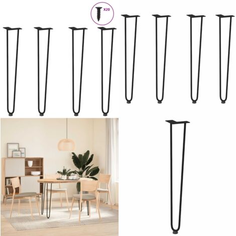 Patas de horquilla para consolas , 4 unidades, color negro, 72 cm, acero macizo - Soporte para consolas - Patas de horquilla