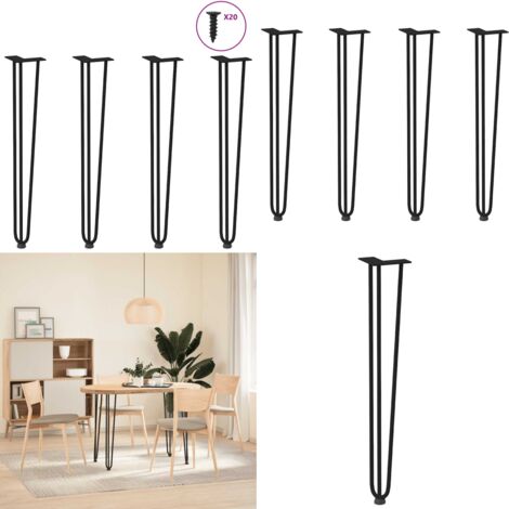 Patas de horquilla para consolas , 4 unidades, color negro, 72 cm, acero macizo - Soporte para consolas - Soporte para escritorio
