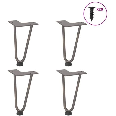 Patas de horquilla para mesa de centro (4 unidades, acero natural, 20 cm, acero macizo) vidaXL