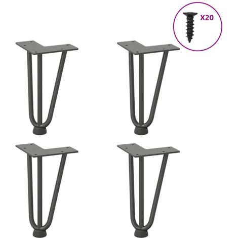 Patas de horquilla para mesa de centro (4 unidades, antracita, 20 cm, acero macizo)