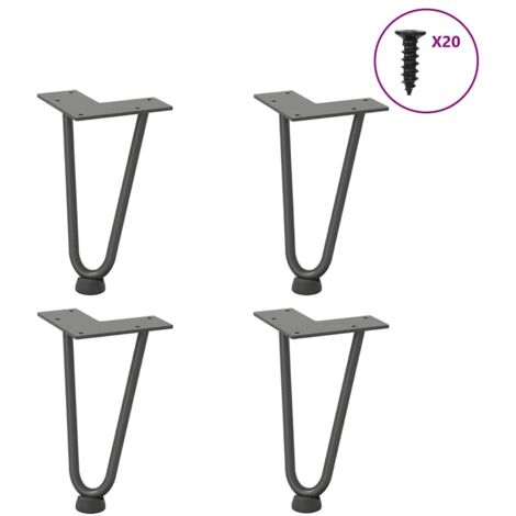 Patas de horquilla para mesa de centro (4 unidades, antracita, 20 cm, acero macizo)