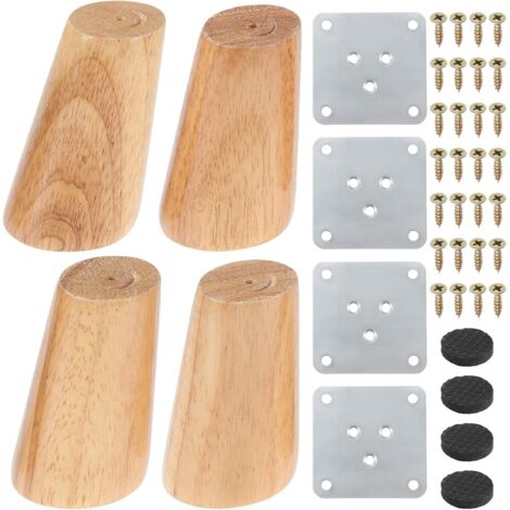 Patas de madera para muebles de 8 cm, 4 patas cónicas de madera maciza para sofá, patas de madera para muebles, patas oblicuas para sofá y mesa.