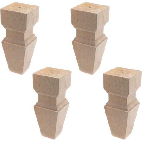 Patas de madera para muebles, patas de gabinete sin terminar, 150 mm de alto, juego de 4 patas de repuesto para sofá, mesa y silla.