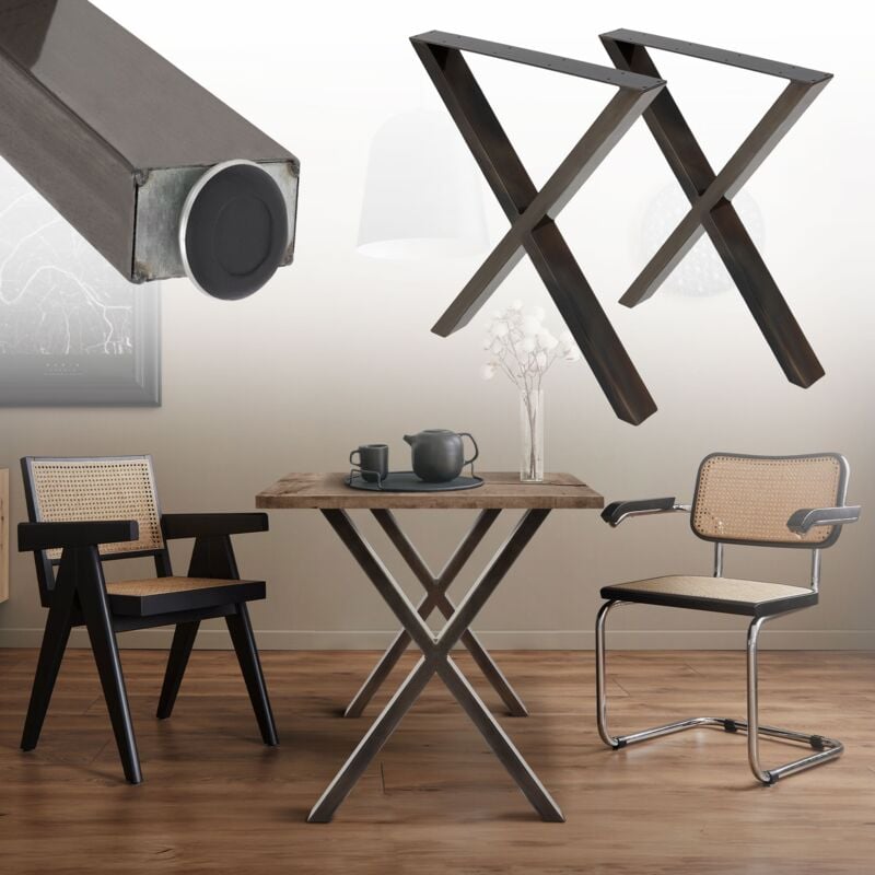 

Patas de mesa acero pies de escritorio marco soporte en X industrial 60x73 cm