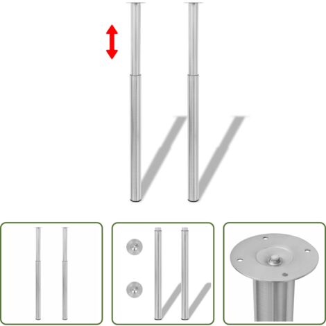 Patas de mesa ajustables - 2 Patas Telescópicas para Mesa 710mm-1100mm (Color Acero inoxidable)