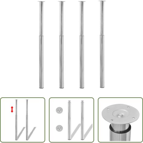 Patas de mesa ajustables -  Patas de mesa telescópicas 4 unidades cromado 710 mm-1100 mm