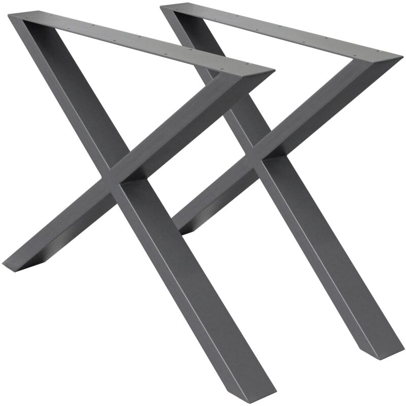 

2x Patas de mesa cuadrado base diseño X industrial base de tabla 60x72 cm acero