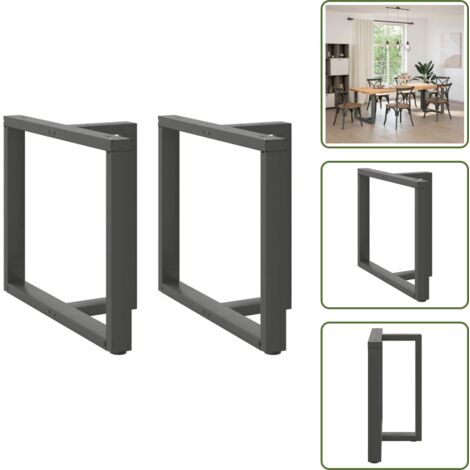 Patas de mesa de comedor en acero - vidaXL Patas para mesa de comedor en forma de T (2 unidades), antracita, 100 x 35 x (72-73) cm, acero - Patas de mesa con niveladores