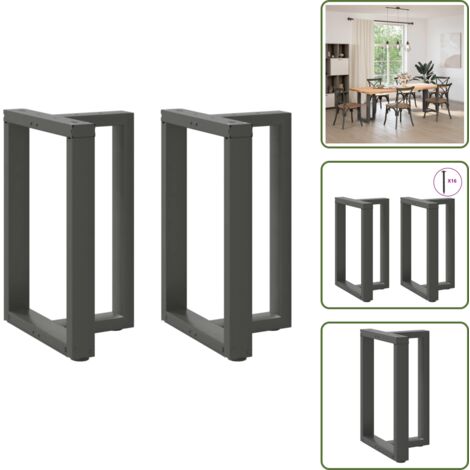 Patas de mesa de comedor en acero - vidaXL Patas para mesa de comedor en forma de T (2 unidades), antracita, 50 x 35 x (72-73) cm, acero - Patas de mesa con niveladores