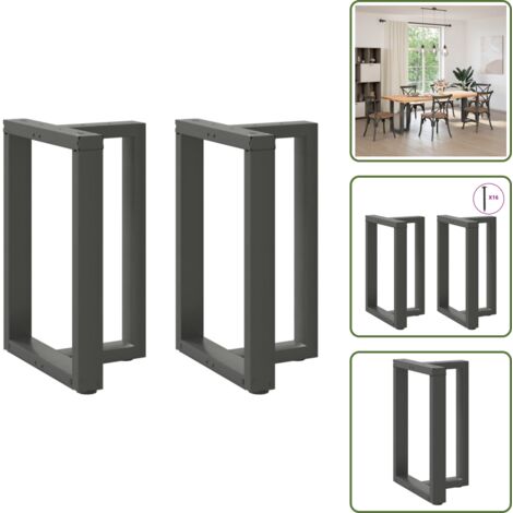 Patas de mesa de comedor en acero - vidaXL Patas para mesa de comedor en forma de T (2 unidades), antracita, 60 x 35 x (72-73) cm, acero - Patas de mesa con niveladores