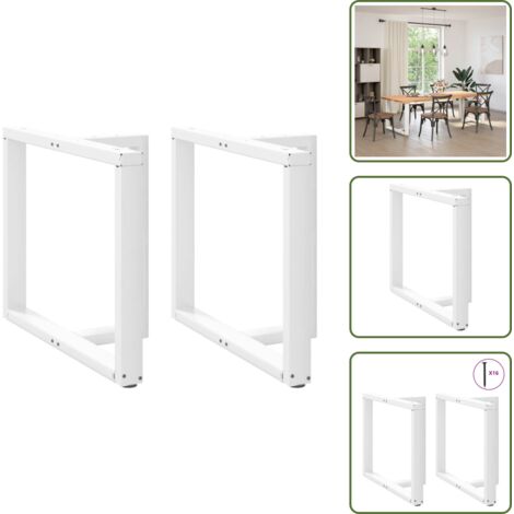 Patas de mesa de comedor en acero - vidaXL Patas para mesa de comedor en forma de T (2 unidades), color blanco, 90 x 35 x (72-73) cm, acero - Patas de mesa con niveladores