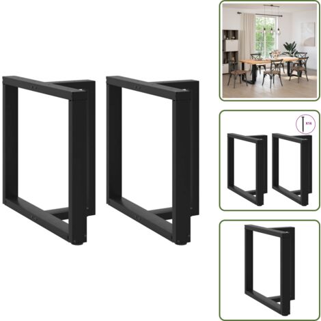 Patas de mesa de comedor en acero - vidaXL Patas para mesa de comedor en forma de T (2 unidades), color negro, 80 x 35 x (72-73) cm, acero - Patas de mesa con niveladores
