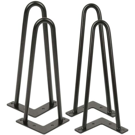 Patas de mesa de horquilla - Juego de 4 patas de mesa de horquilla - 30 cm - Negro - 2 puntas