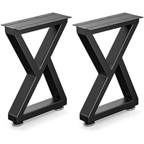 Patas de mesa de metal de 40,6 cm - Negras - Patas resistentes - Para mesa de centro, mesa de comedor, escritorio, banco (40 cm de alto x 30 cm de ancho, 2 piezas) (forma de Z de 40,6")