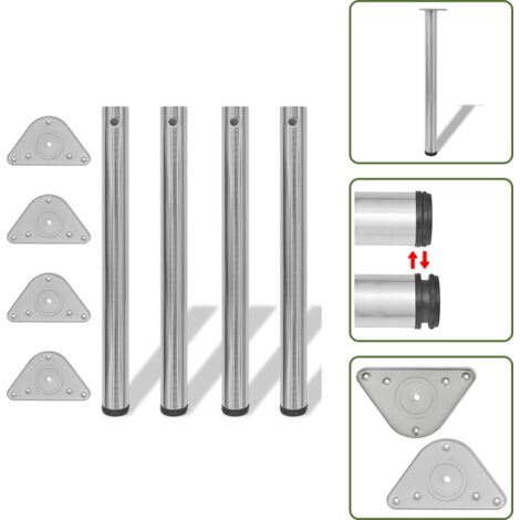 Patas de mesa para barra de desayuno - 4 Patas de mesa ajustables en alturas 710 mm color níquel pulido - Patas de mesa de hierro