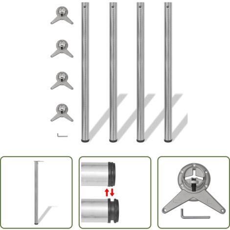 Patas de mesa para encimera - 4 Patas de mesa ajustables en alturas 1100 mm color níquel pulido