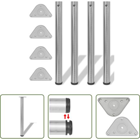 Patas de mesa para encimera - 4 Patas de mesa ajustables en alturas 710 mm color níquel pulido