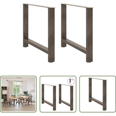 Patas de mesa -  Patas para mesa de comedor de acero natural (2 unidades, 90 x 72-73 cm)