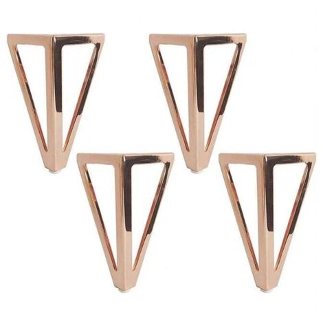 Patas de mesa triangulares de metal de 4 x 15 cm, estilo moderno, para muebles, armarios, sofás, camas, color rosa