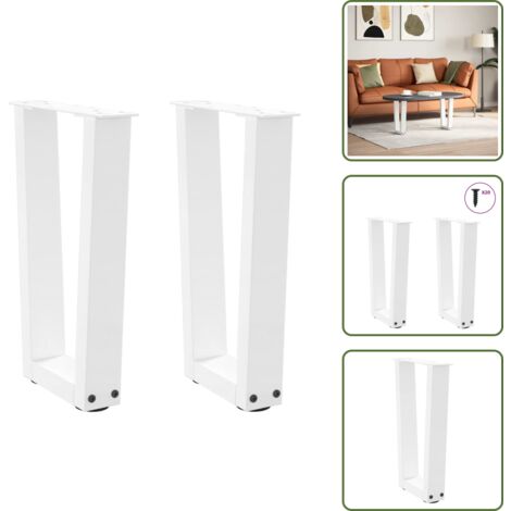Patas de mesa - vidaXL Patas para mesa de centro en forma de V (2 unidades), color blanco, 38 x (42-43,3) cm, acero - Niveladores para mesa