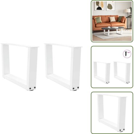Patas de mesa - vidaXL Patas para mesa de centro en forma de V (2 unidades), color blanco, 60 x (30-31,3) cm, acero - Soporte de mesa