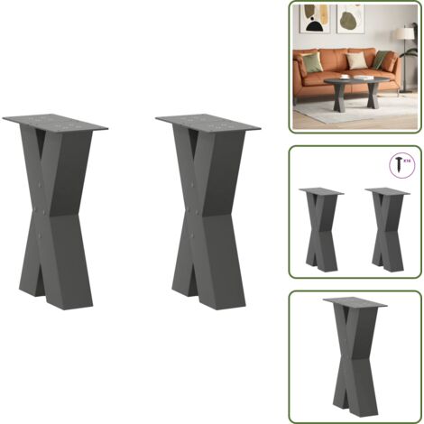 Patas de mesa - vidaXL Patas para mesa de centro en forma de X (2 unidades), antracita, 38 x (42-43) cm, acero - Soporte ajustable
