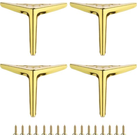 Patas de metal para muebles, patas para muebles de bricolaje, patas para sofás y sillas, color dorado, juego de 4 unidades de 15 cm.