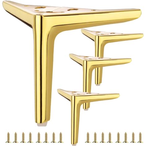 Patas de metal para muebles, patas para muebles de bricolaje, patas para sofás y sillas, color dorado, juego de 4 unidades de 18 cm.
