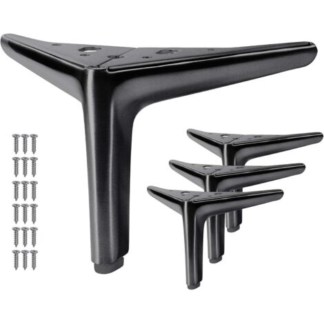 Patas de metal para muebles, patas para muebles de bricolaje, patas para sofás y sillas, juego de 4 unidades negras de 15 cm.