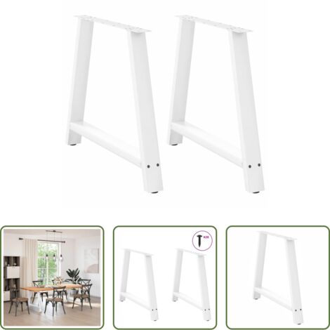Patas en forma de A -  Patas para mesa de comedor en forma de A (2 unidades), color blanco, 90 x (72-73) cm, acero
