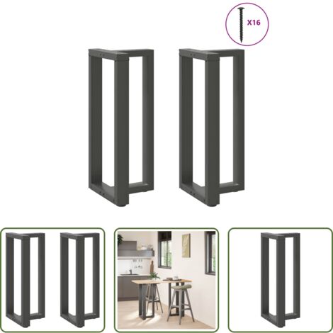 Patas en forma de T -  Patas para mesa de bar en forma de T (2 unidades), antracita, 40 x 35 x (90-91) cm, acero