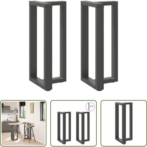 Patas en forma de T -  Patas para mesa de bar en forma de T (2 unidades), antracita, 50 x 35 x (90-91) cm, acero
