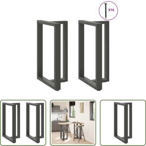 Patas en forma de T -  Patas para mesa de bar en forma de T (2 unidades), antracita, 60 x 35 x (90-91) cm, acero