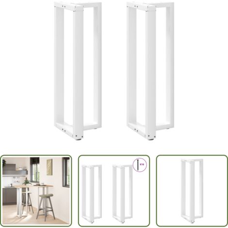 Patas en forma de T -  Patas para mesa de bar en forma de T (2 unidades), color blanco, 40 x 35 x (110-111) cm, acero