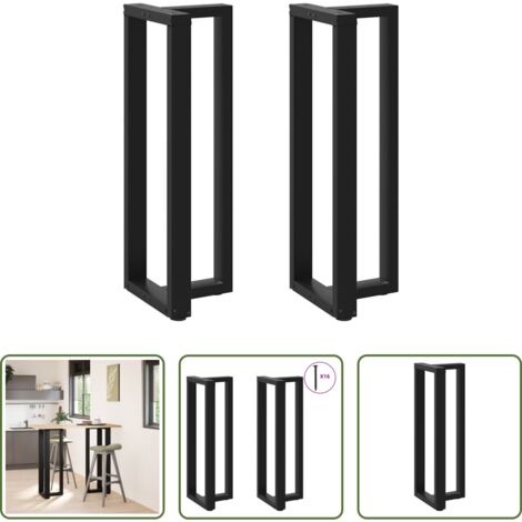 Patas en forma de T -  Patas para mesa de bar en forma de T (2 unidades), color negro, 40 x 35 x (110-111) cm, acero