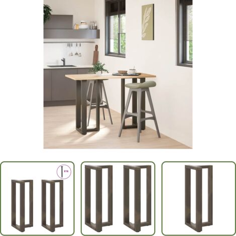 Patas en forma de T -  Patas para mesa de bar en forma de T (2 unidades), color negro, 40 x 35 x (90-91) cm, acero