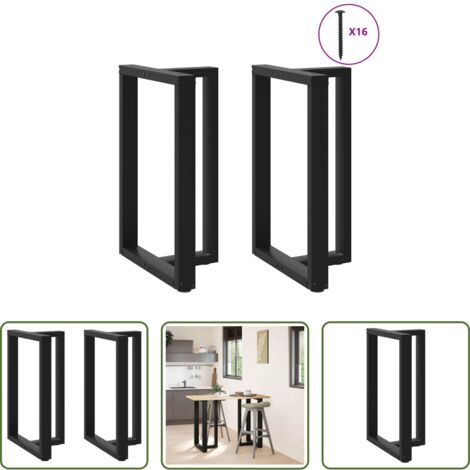 Patas en forma de T -  Patas para mesa de bar en forma de T (2 unidades), color negro, 60 x 35 x (90-91) cm, acero